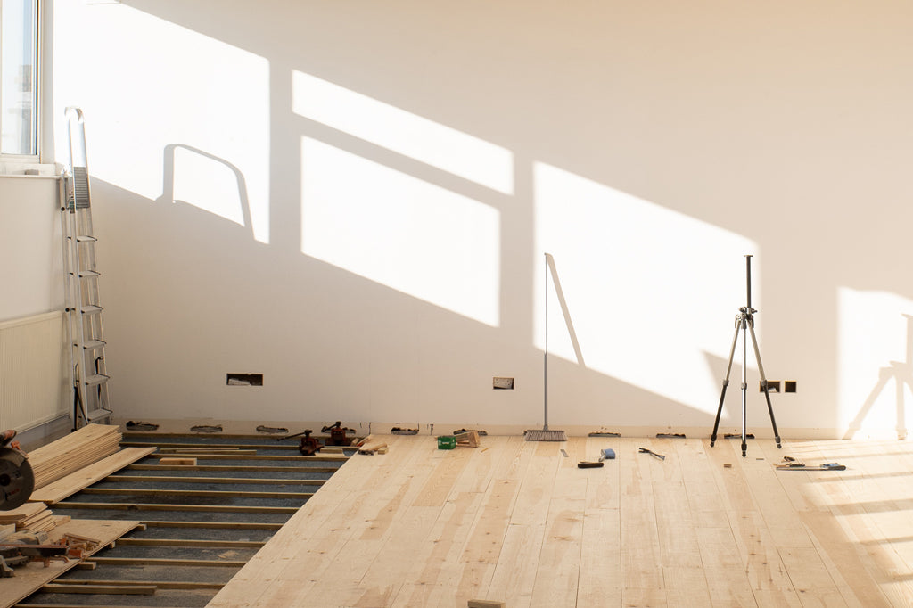 Studio floor - the last few rows of floorboards