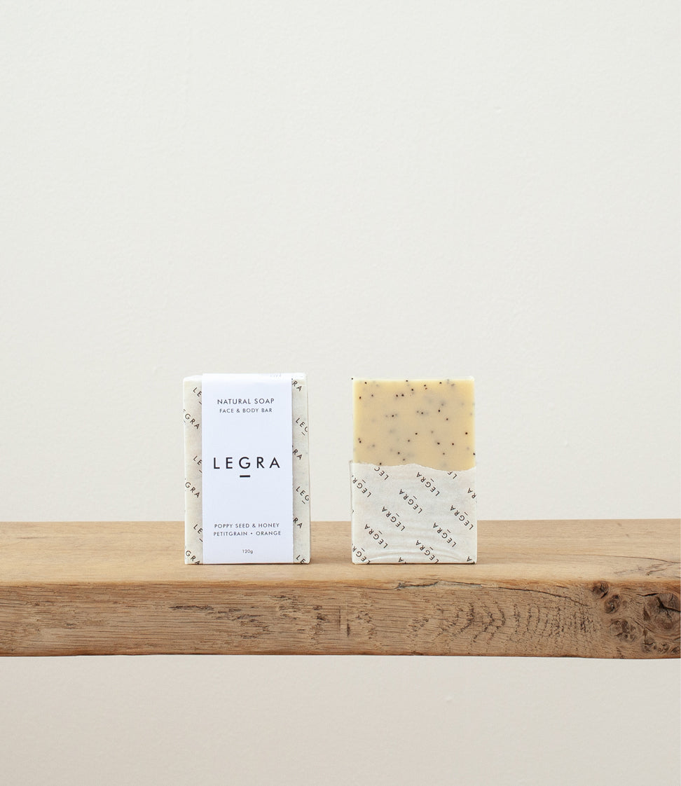 LEGRA Honey & Poppysed Soap Petitgrain, Orange