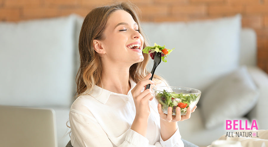 A Woman Eating a Healthy Meal