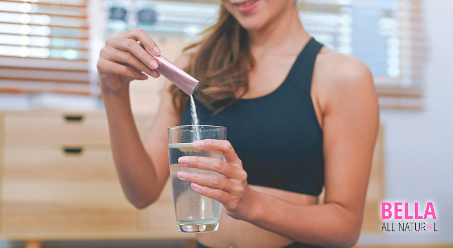 Woman Using a Collagen Supplement