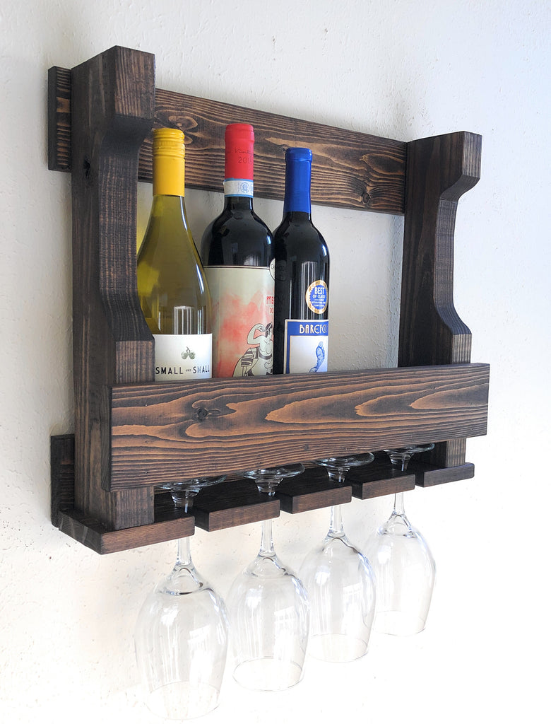 Woodymood Wall Mounting Wine Rack Glass Holder Woodymood Llc