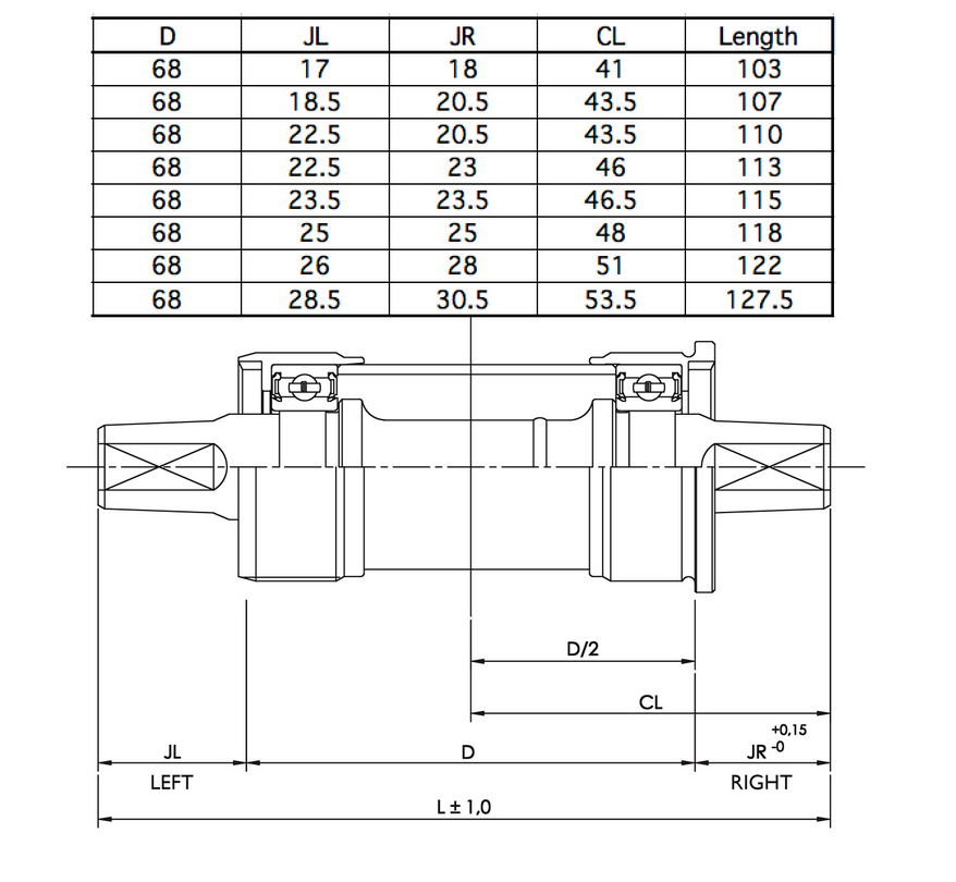 hope square taper bottom bracket