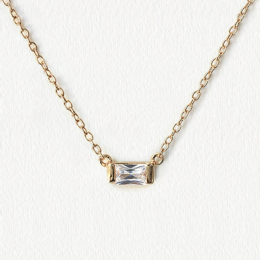 Bridesmaids Gift, Baguette Necklace | Gold Necklace Wedding Jewelry ...