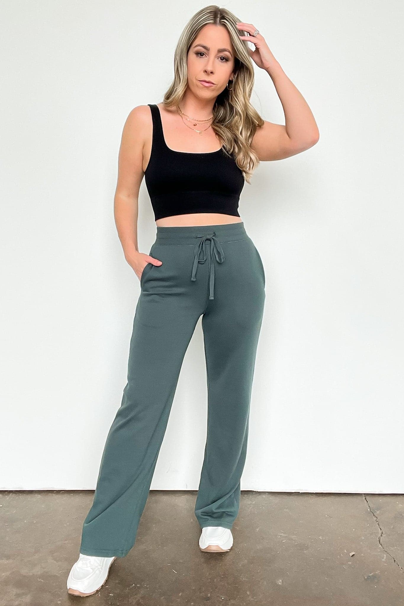  Erilea Straight Leg Elastic Waist Lounge Pants - kitchencabinetmagic