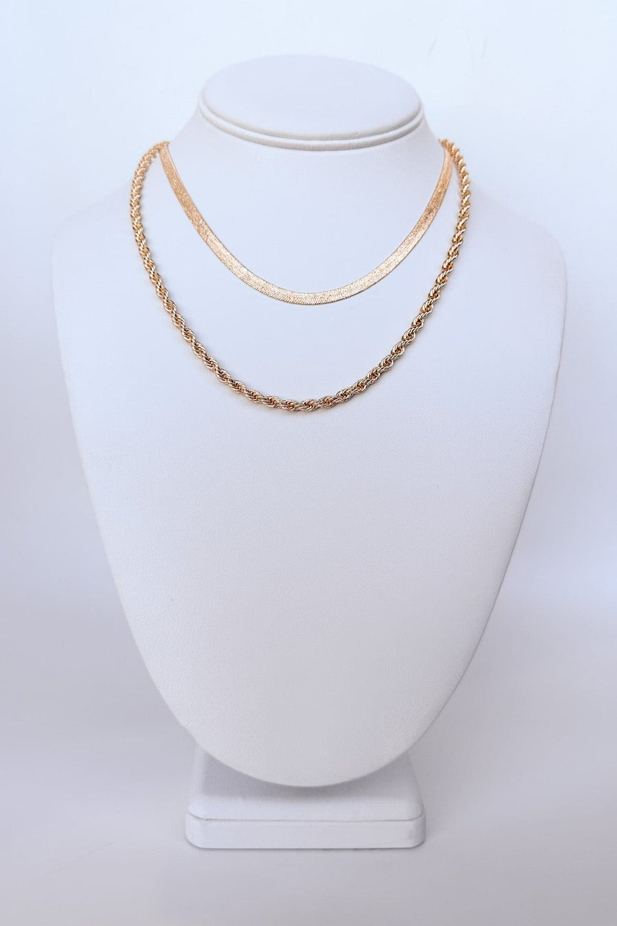 Gold Kalel Snake and Rope Chain Necklace Set - kitchencabinetmagic