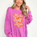 More Self Love Oversized Graphic Embroidered Pullover