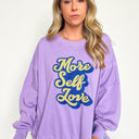 More Self Love Oversized Graphic Embroidered Pullover