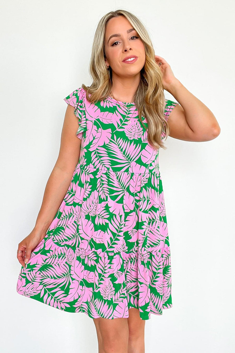 Signs of Summer Tropical Print Babydoll Dress