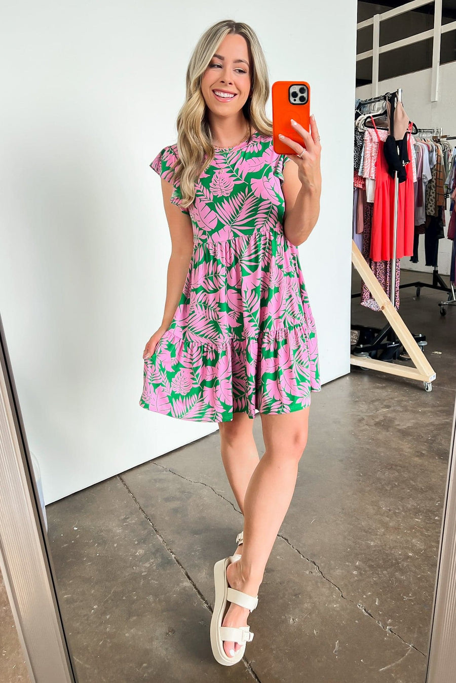 Signs of Summer Tropical Print Babydoll Dress