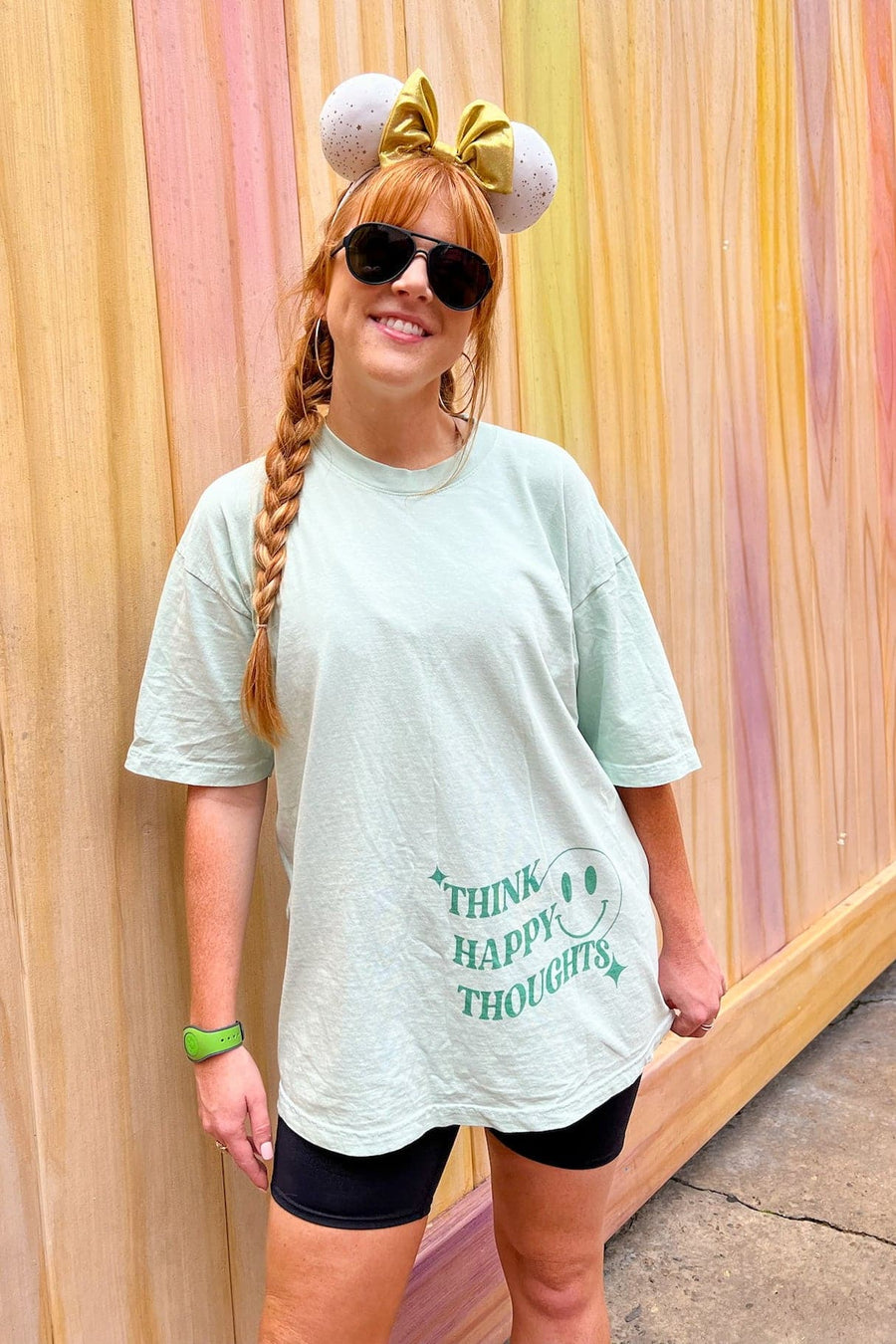  Think Happy Thoughts Oversized Graphic Tee - kitchencabinetmagic