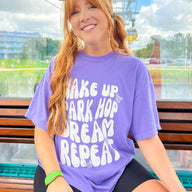  Wake Up. Park Hop. Dream. Repeat Retro Graphic Tee - kitchencabinetmagic