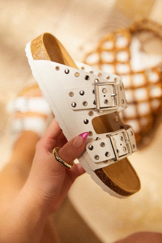  Dilone Studded Strappy Footbed Sandals - kitchencabinetmagic