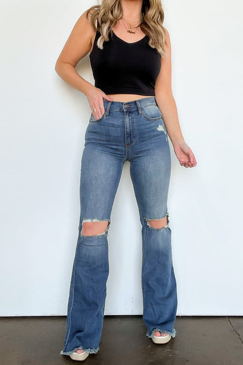 Alaiah Crossover V-Waist Pull On Flare Jeans · Madison + Mallory