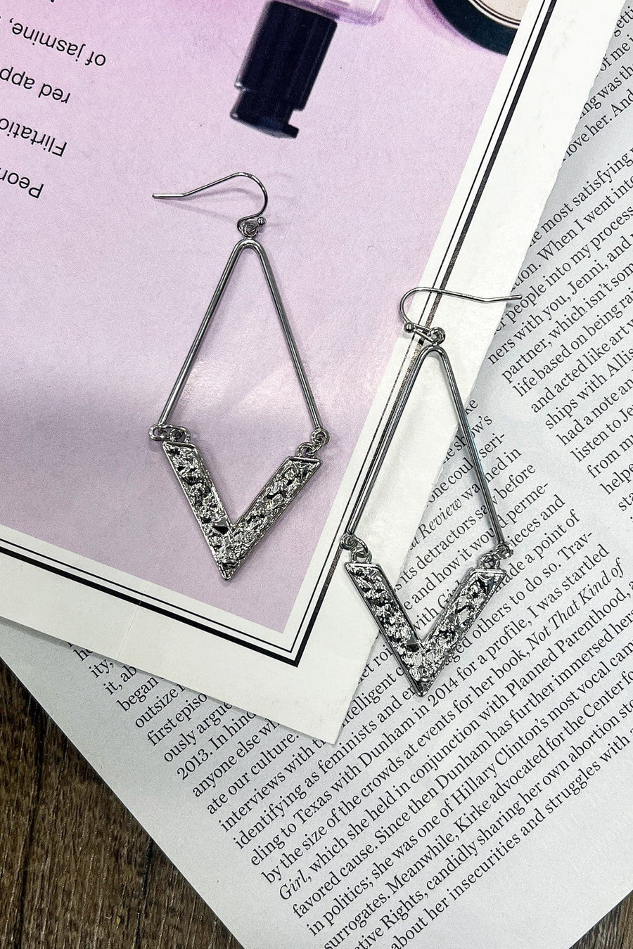 Silver Drop of Sparkle Geo Earrings - FINAL SALE - kitchencabinetmagic