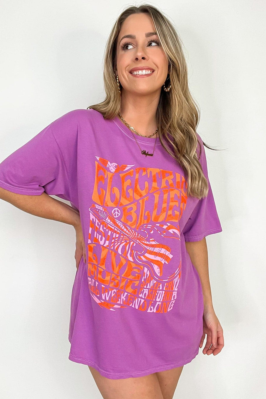 SM / Violet Electric Blues Oversized Vintage Graphic Tee - BACK IN STOCK - kitchencabinetmagic