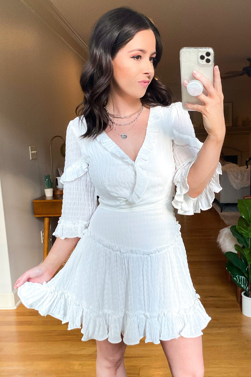 lace up ruffle dress