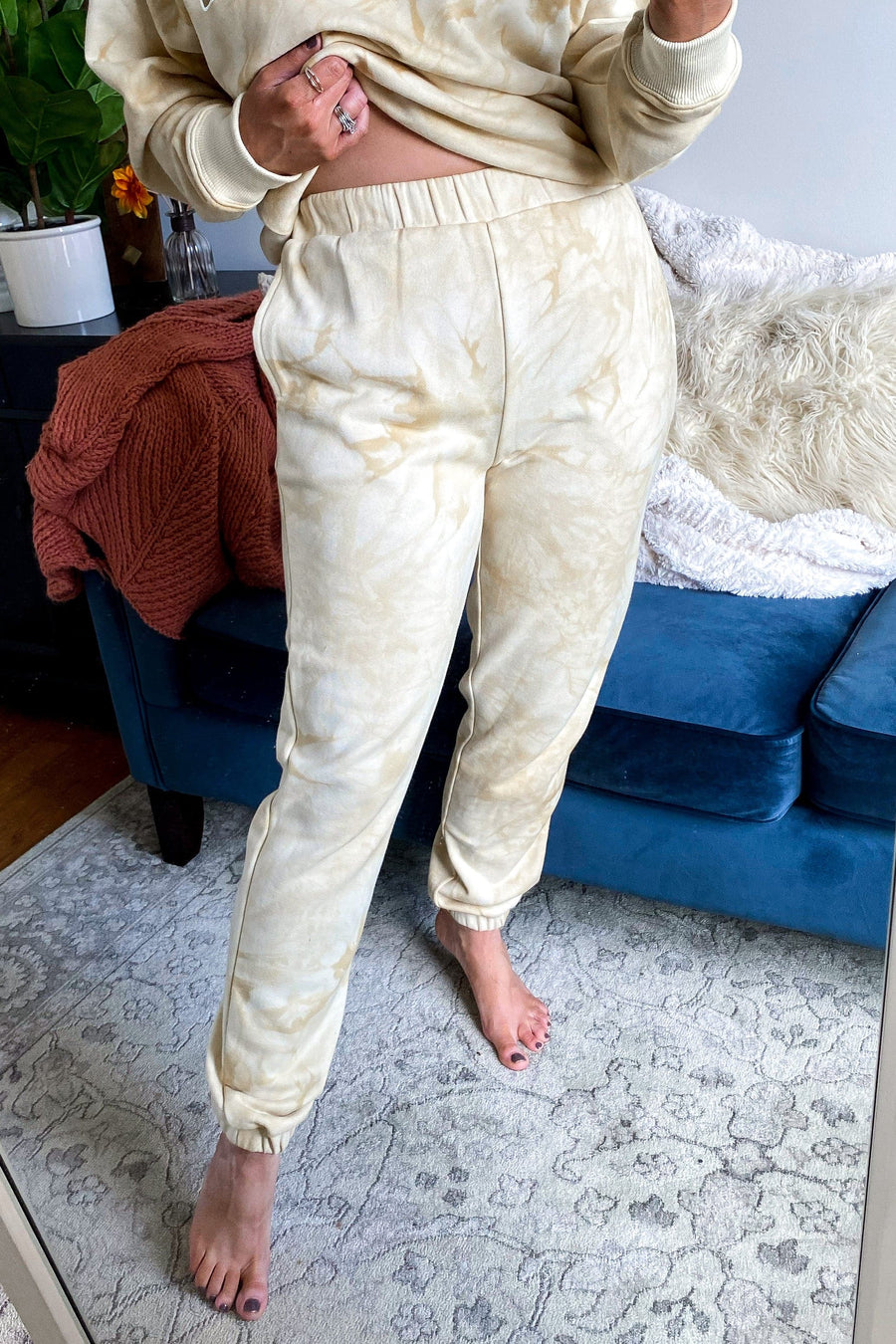 XS / Tan True Comfort Marble Dye Jogger Sweatpants - FINAL SALE - kitchencabinetmagic