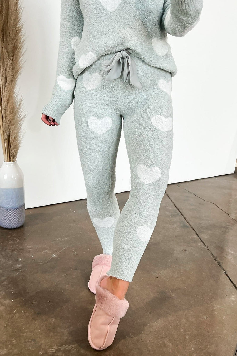 S / Mint Have a Heart to Heart Print Sweater Knit Leggings - FINAL SALE - kitchencabinetmagic