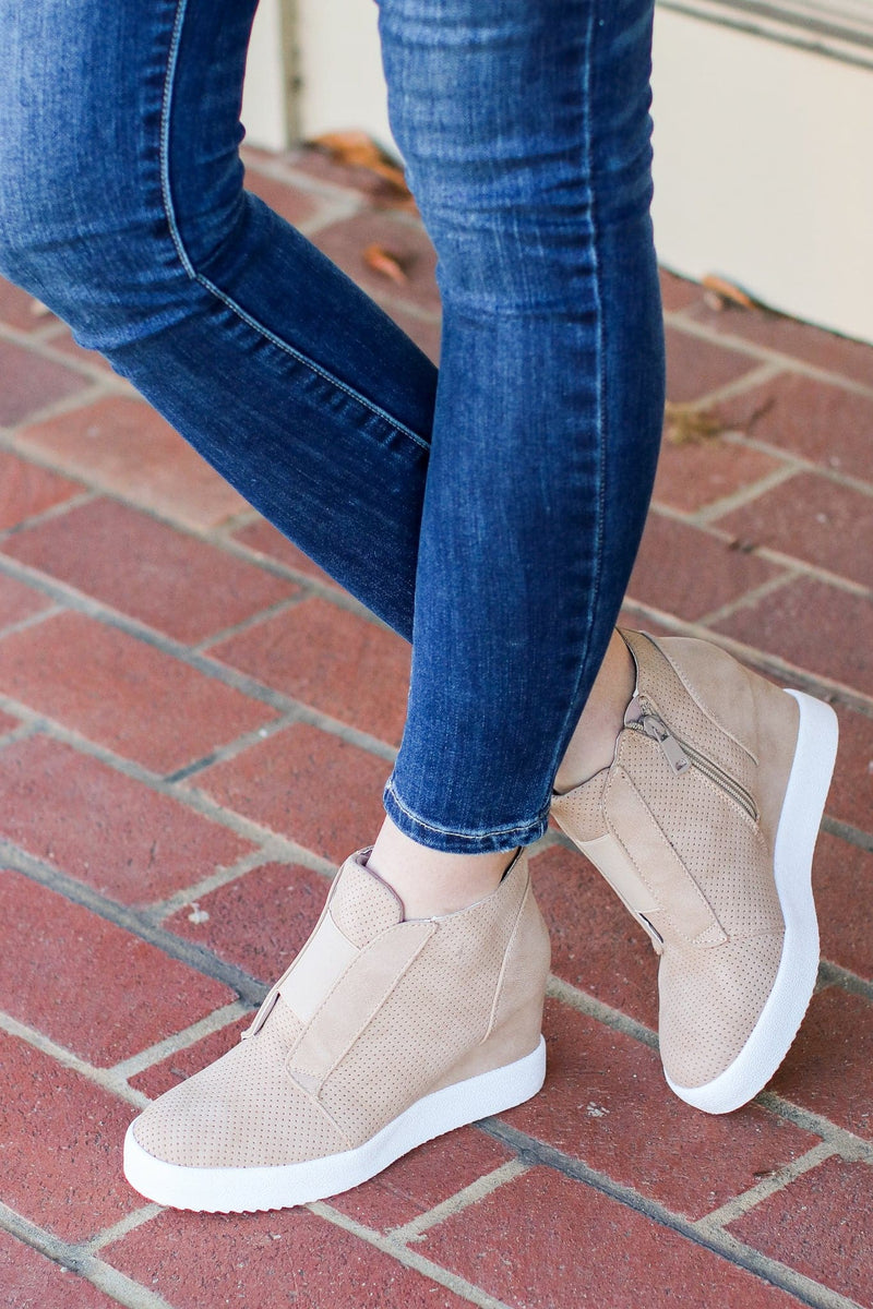 wedge sneakers taupe