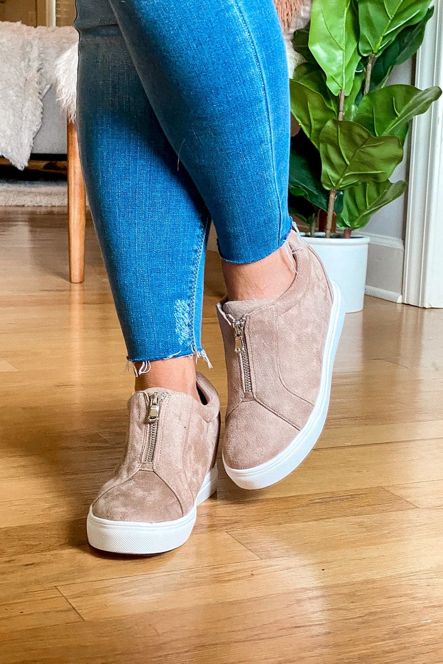  Blaise Zip Front Wedge Sneakers - FINAL SALE - kitchencabinetmagic