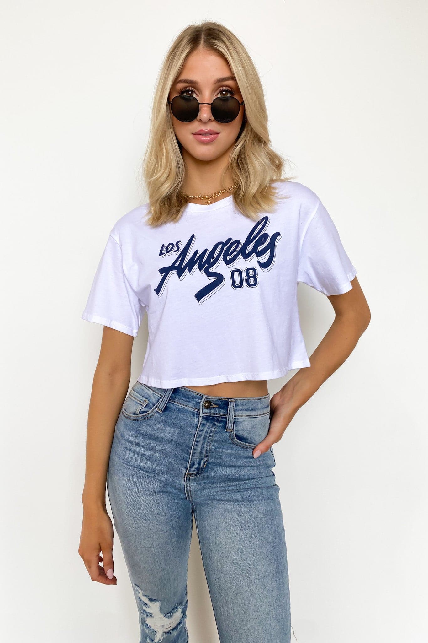  Los Angeles City Print Graphic Cropped Tee - FINAL SALE - kitchencabinetmagic