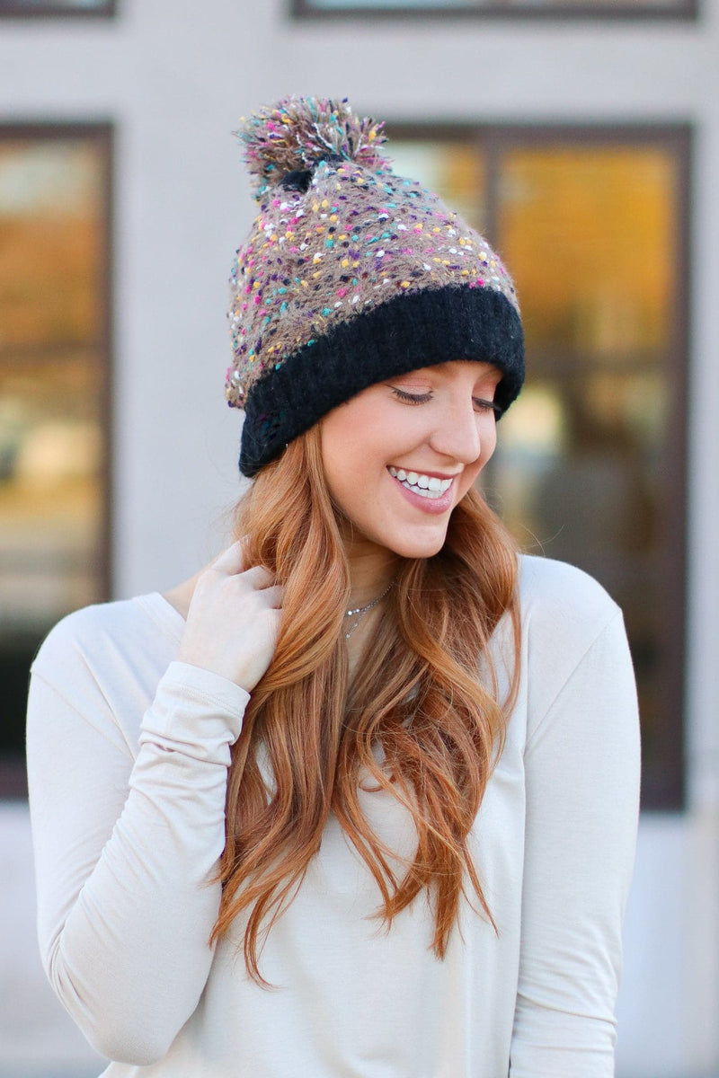 khaki pom pom hat