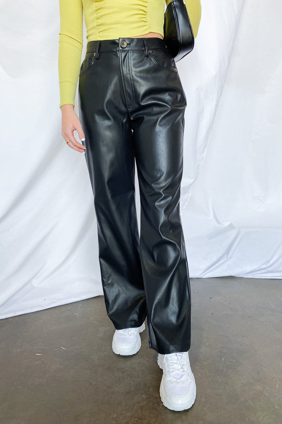 S / Black Sleek Style Wide Leg Faux Leather Pants - FINAL SALE - kitchencabinetmagic