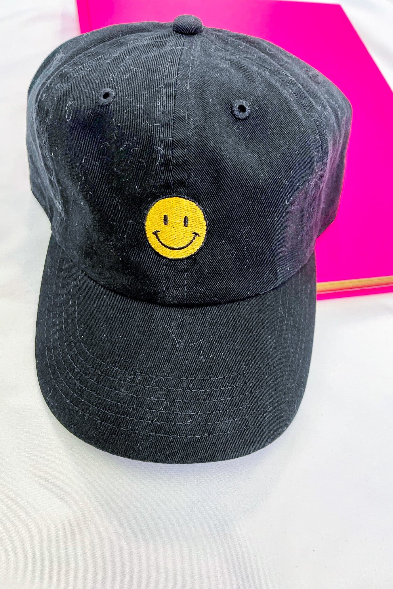 Black Keep a Smile Embroidered Dad Hat - FINAL SALE - kitchencabinetmagic