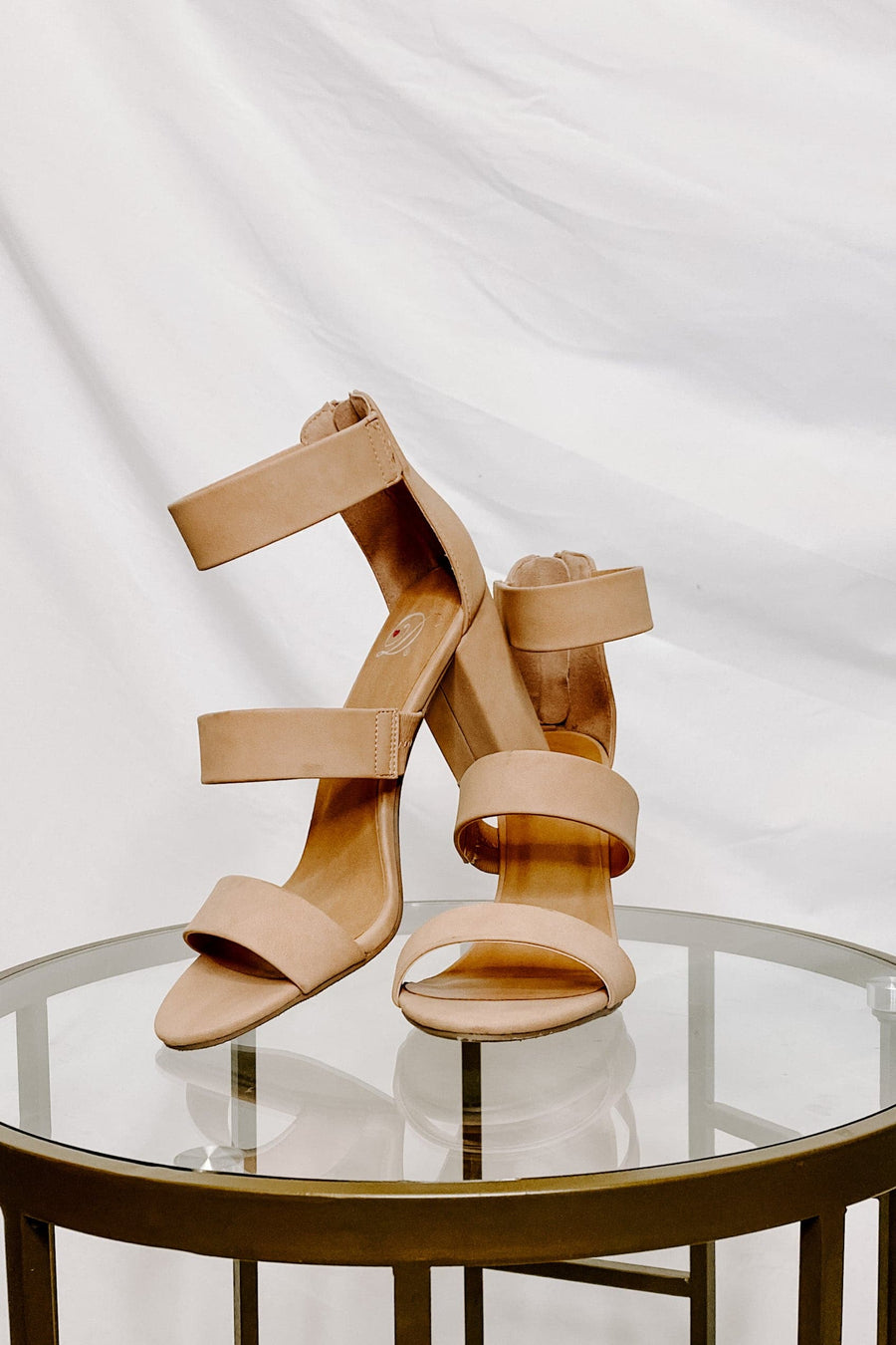 Nude / 5.5 Apolline Faux Leather Strappy Heels - kitchencabinetmagic