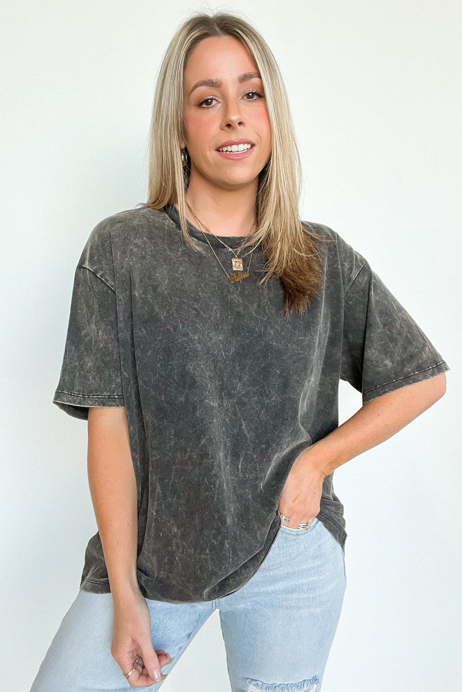  Lullie Mineral Wash Boyfriend Tee | CURVE - kitchencabinetmagic