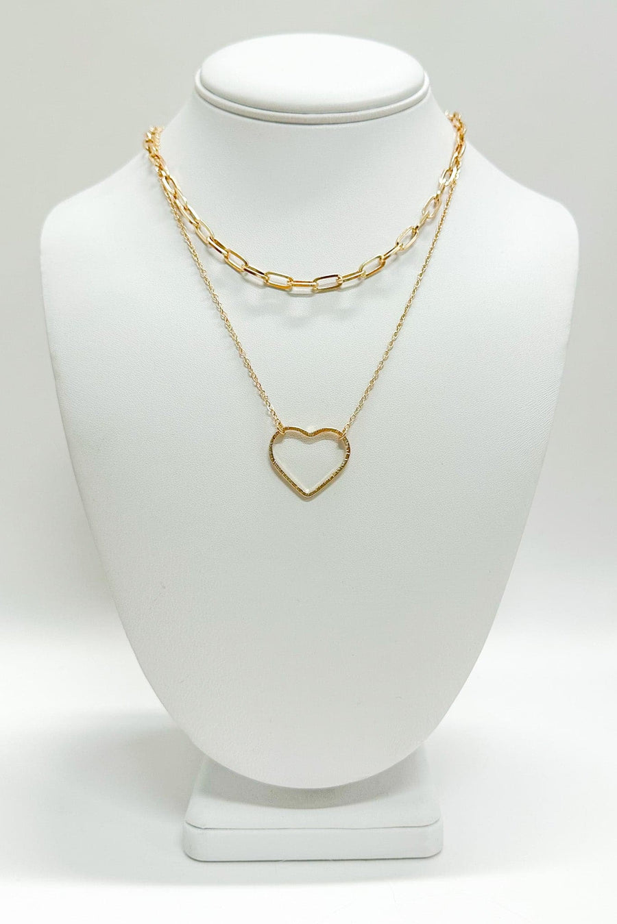 Gold Memorable Romance Heart Chain Layered Necklace - kitchencabinetmagic