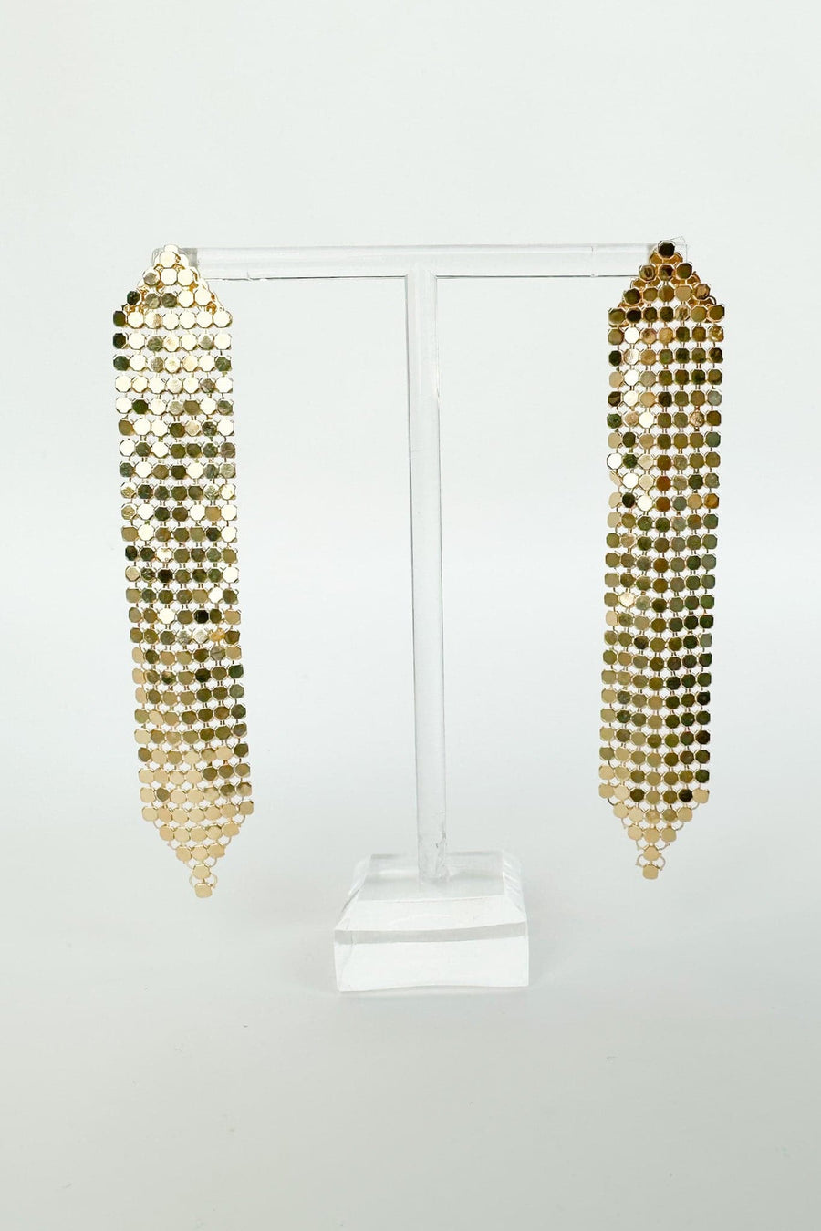 Gold Mirrorball Mesh Sequin Drop Earrings - kitchencabinetmagic