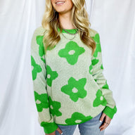  Peak Bloom Color Block Floral Knit Sweater - FINAL SALE - kitchencabinetmagic