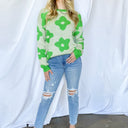  Peak Bloom Color Block Floral Knit Sweater - FINAL SALE - kitchencabinetmagic