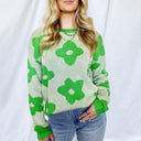  Peak Bloom Color Block Floral Knit Sweater - FINAL SALE - kitchencabinetmagic