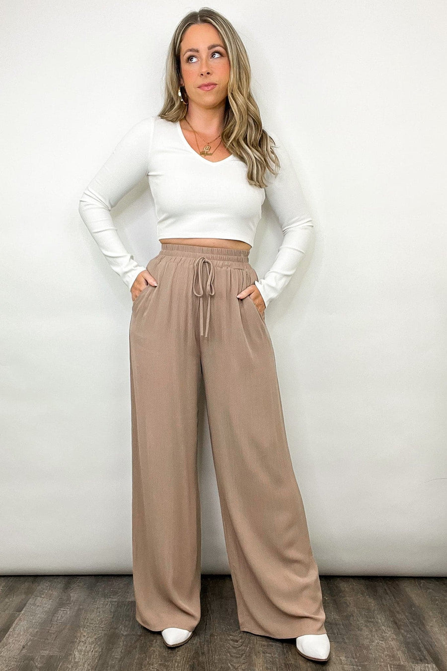  Priam Elastic Waist Palazzo Pants - FINAL SALE - kitchencabinetmagic