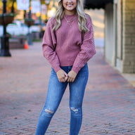  Saffron Mock Neck Ribbed Knit Pullover - FINAL SALE - Madison and Mallory