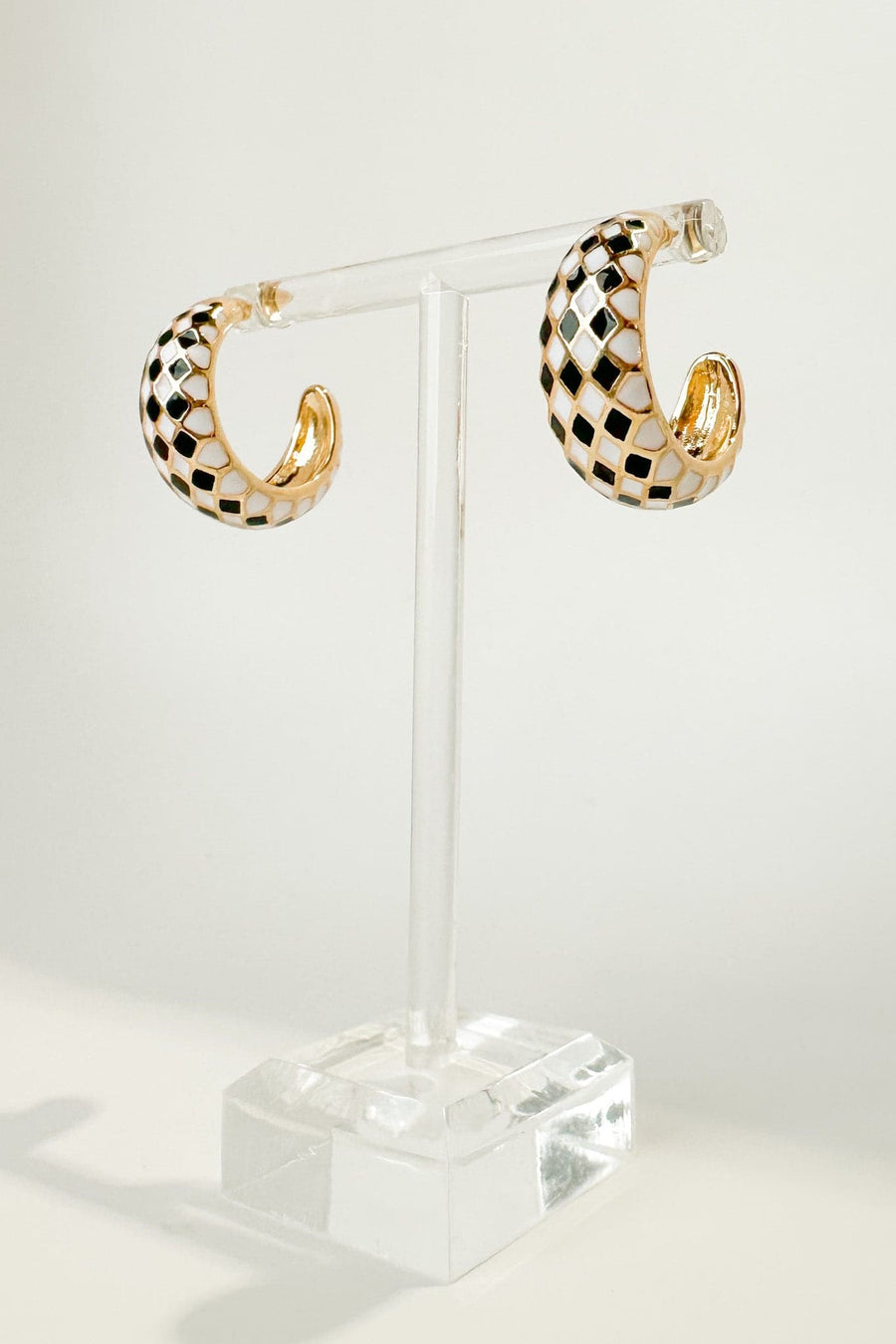 Gold Setting the Trend Checkered Hoop Earrings - BACK IN STOCK - kitchencabinetmagic