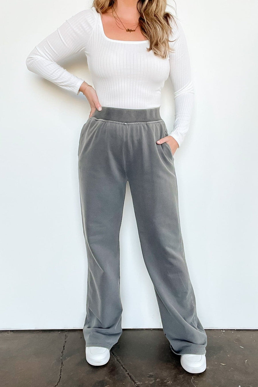 S / Charcoal Take a Breather Mineral Wash Wide Leg Lounge Pants | CURVE - BACK IN STOCK - kitchencabinetmagic