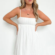 Off White / S Taylah Cutout Back Babydoll Dress - FINAL SALE - kitchencabinetmagic