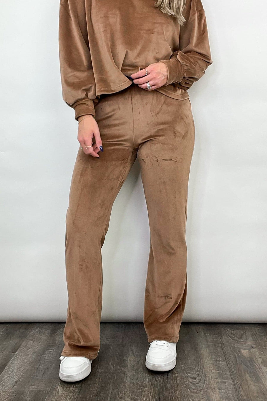 S / Mocha Toasty Feeling Velour High Waisted Pants - FINAL SALE - kitchencabinetmagic