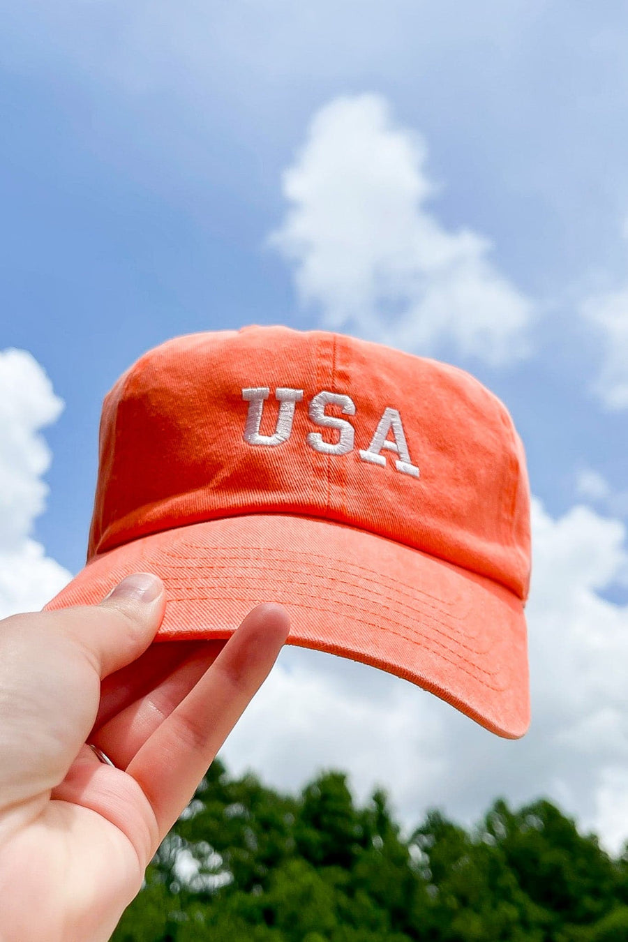 Neon Orange USA Embroidered Dad Hat - kitchencabinetmagic