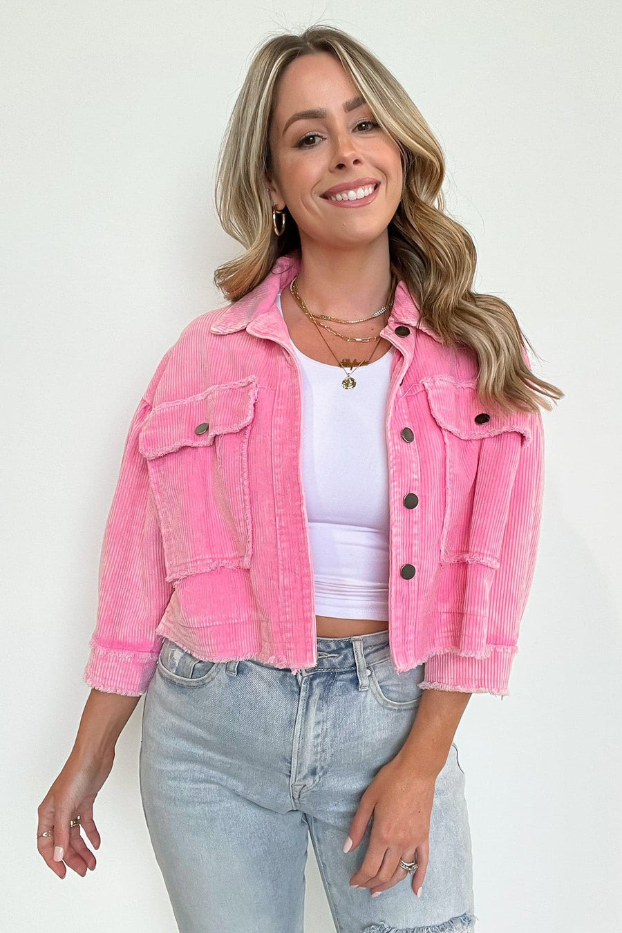  Simple Melody Cropped Frayed Jacket - FINAL SALE - kitchencabinetmagic