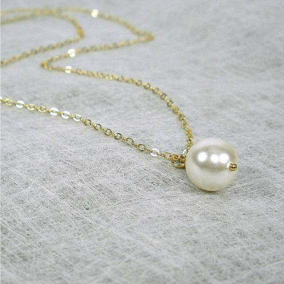 Single Pearl Necklace, One Pearl, Simple Pearl Necklace, Gold Filled ...