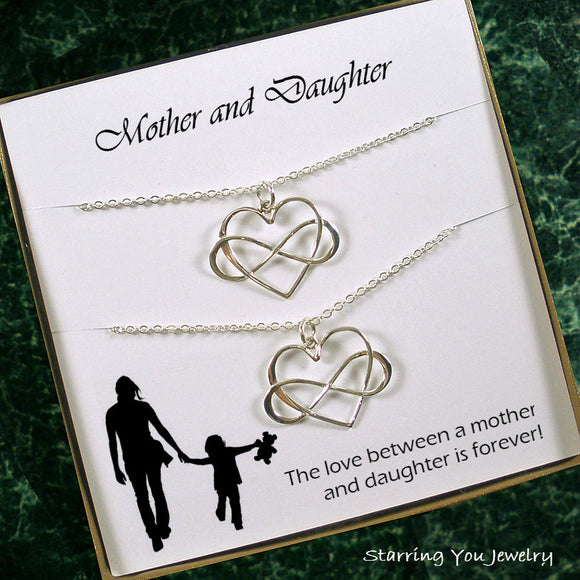 Mother Daughter Necklace Set Sterling Silver Infinity Heart Necklaces Starring You Jewelry