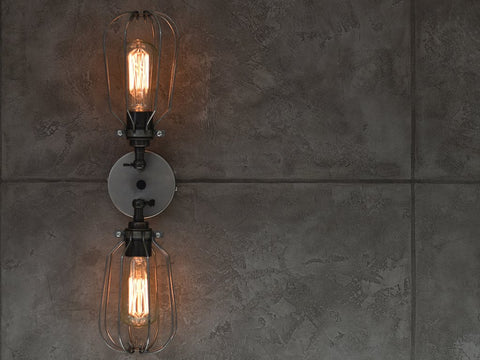 Raw Steel Twin Wall Light