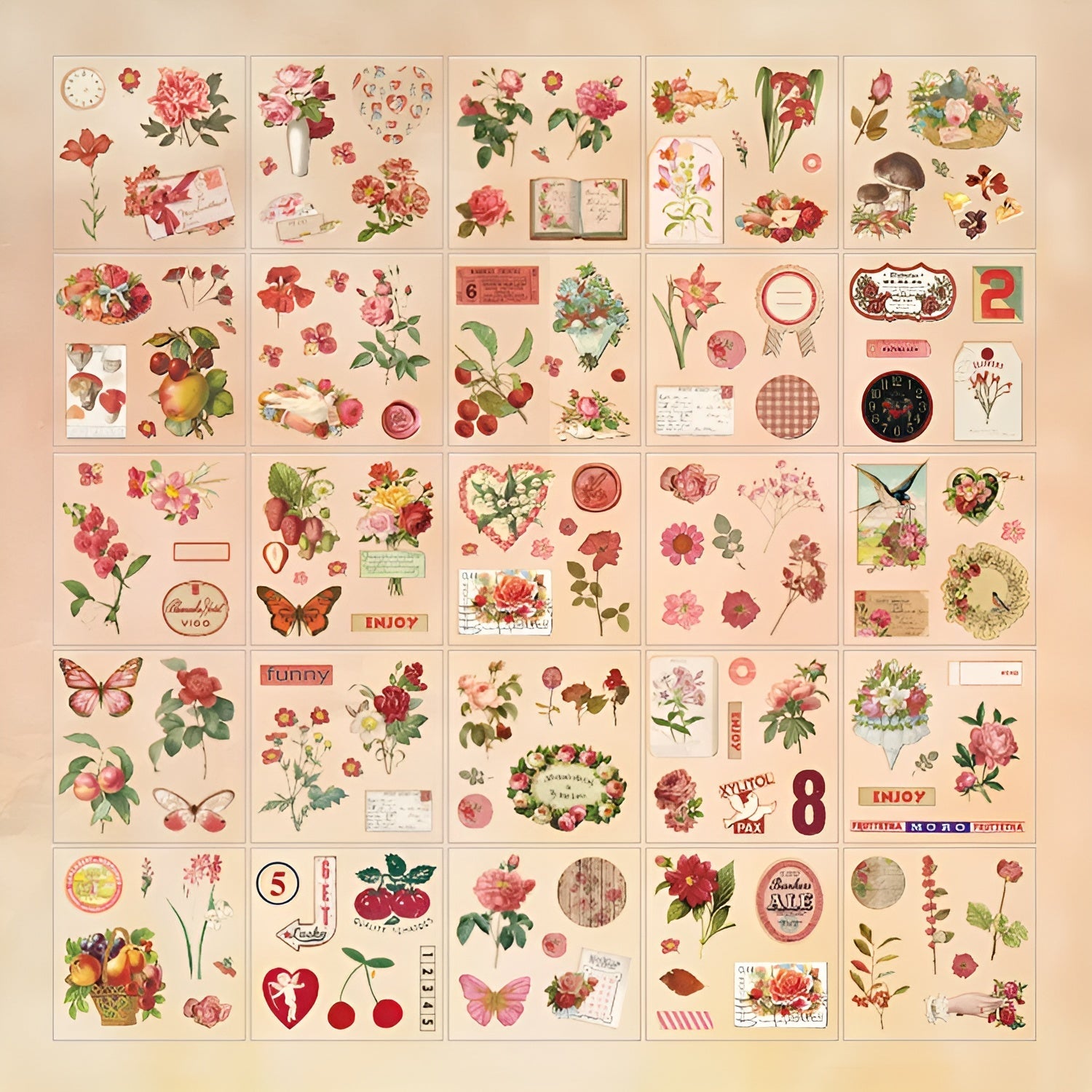 Vintage Nature Transparent Stickers - Large Boxed Set - 100 Pieces - Image 10