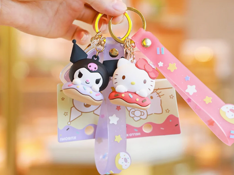 sanrio keychain kuromi and hello kitty