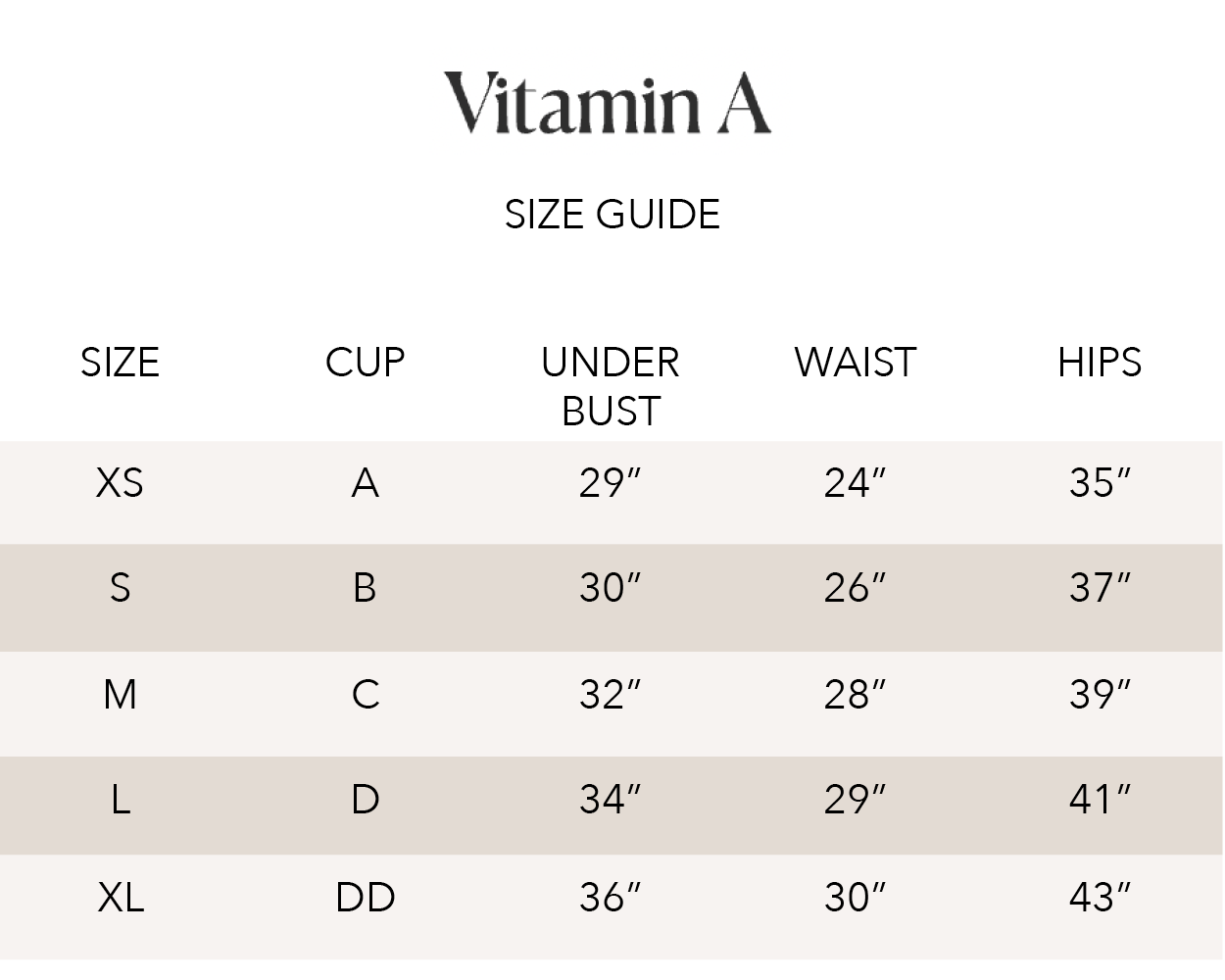 Vitamin A Size Guide