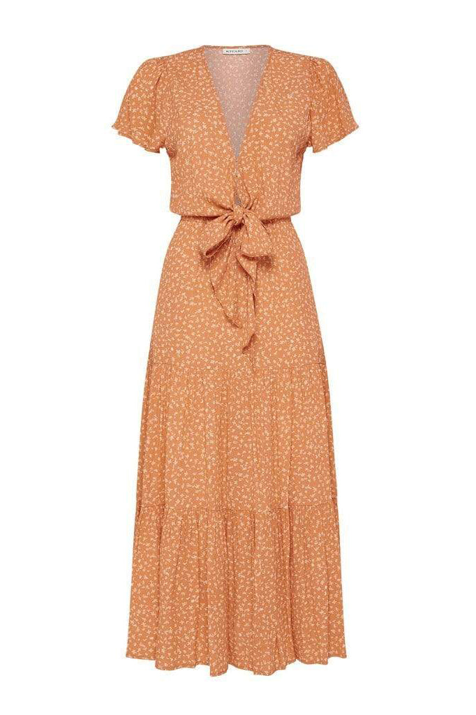 Fleur Ditsy Tie Front Maxi Dress